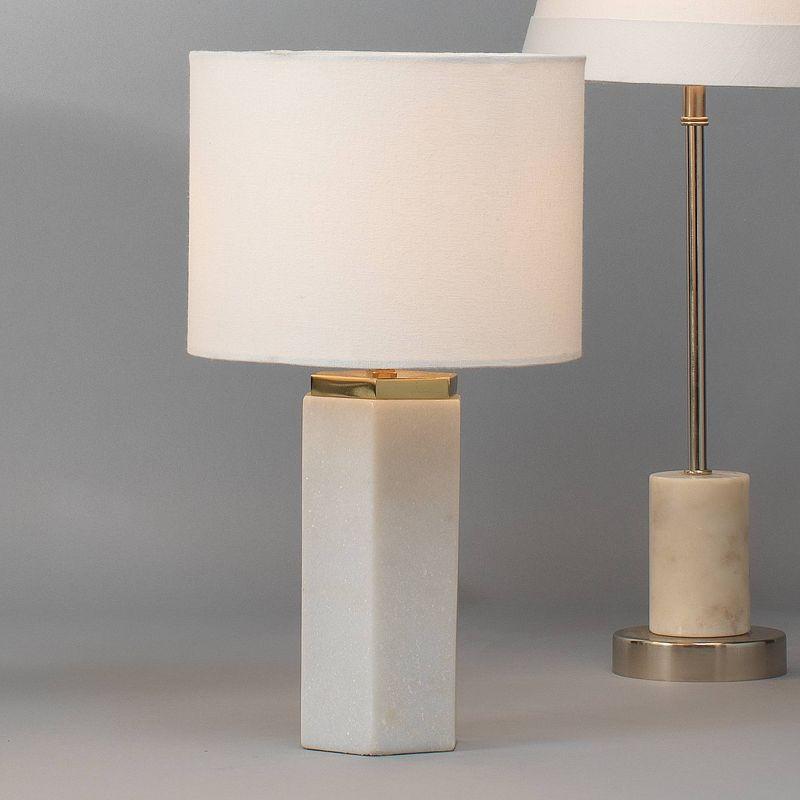 Lexi Table Lamp White - Splendor Home: Brass Accents, Linen Shade, Nightstand Marble Fixture