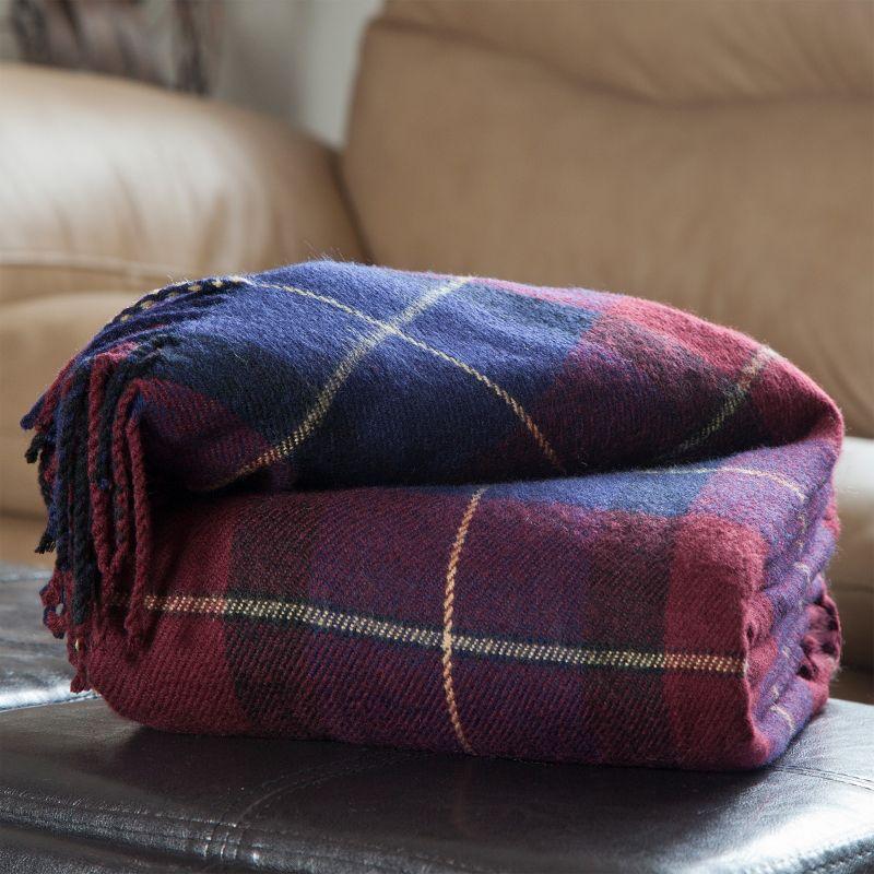 Hastings Home Cashmere-Like Blanket Throw for Living Room or Bed - Blue/Red Plaid