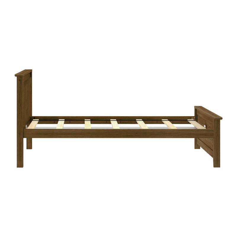 Max & Lily Twin Bed Frame with Headboard, Solid Wood Platform Bed for Kids, Walnut