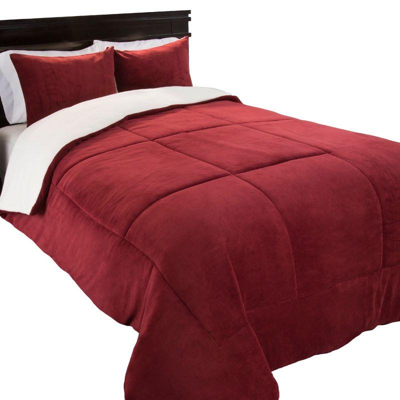Lavish Home Sherpa Bedding Set - Fleece Bedspread with Pillow Shams Comforter Set - Warm, Cozy Bedding