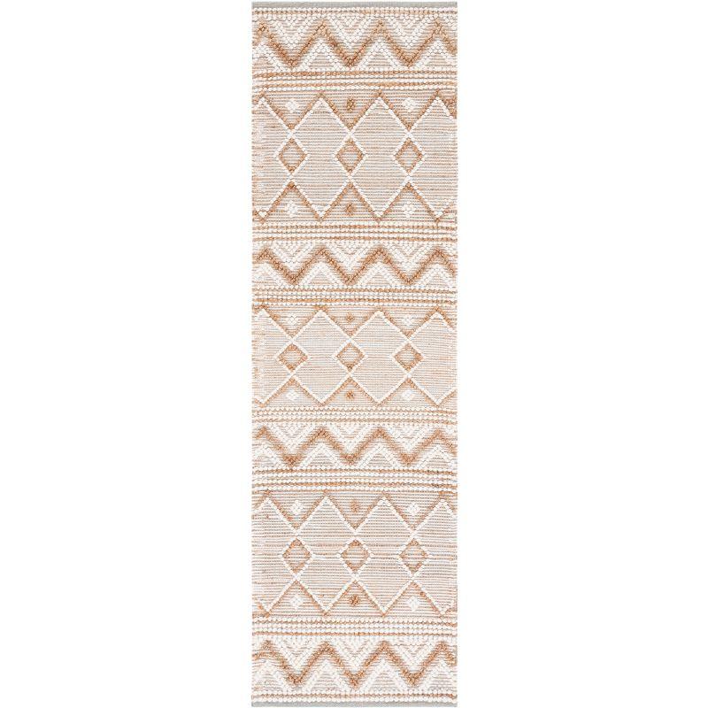 Ivory and Natural Hand-Tufted Wool Runner Rug