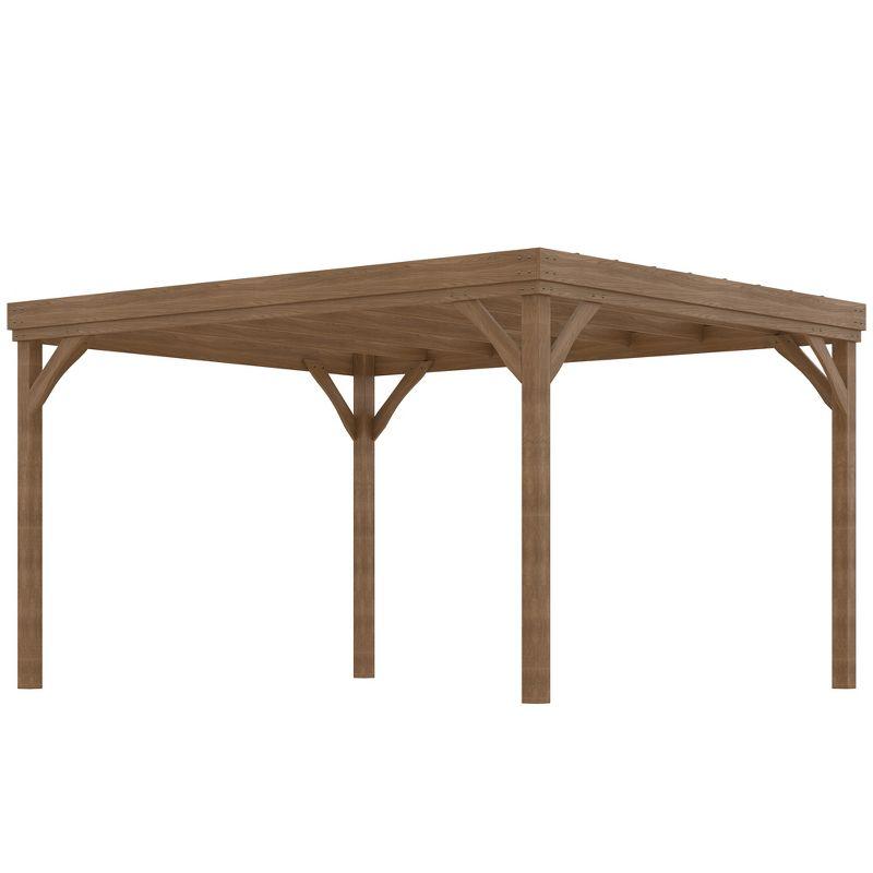 Outsunny Outdoor Wooden Pergola, Grape Vine Gazebo with Concrete Anchors for Garden, Patio, Backyard, Deck