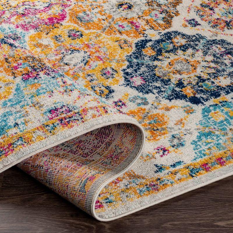 Bohemian Multicolor Floral Motif Rectangular Area Rug