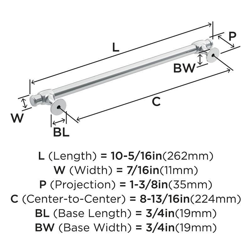 Amerock Winsome 8-13/16 inch (224mm) Center-to-Center Polished Chrome Cabinet Pull