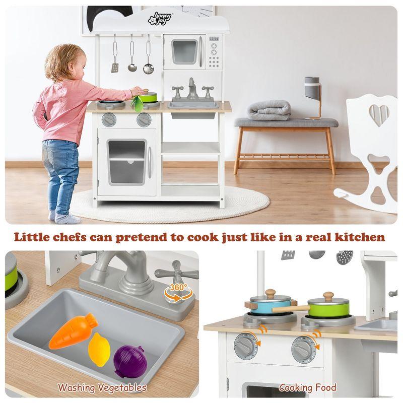 Costway Wooden Pretend Play Kitchen Set for Kids Toddlers w/ Accessories & Sink