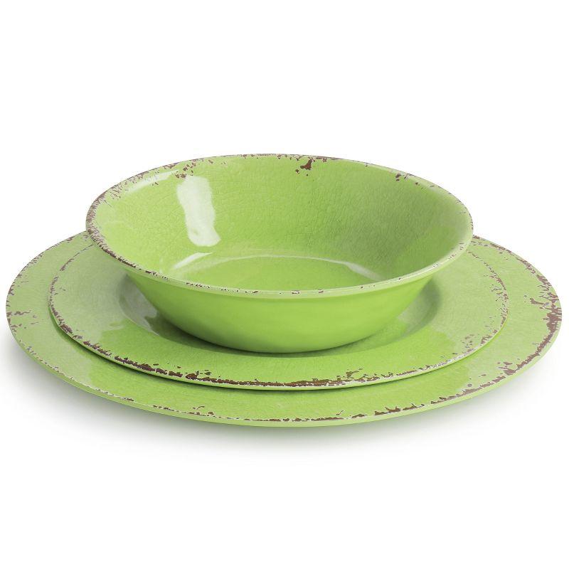 Laurie Gates By Gibson Mauna 12 Piece Green Melamine Dinnerware Set