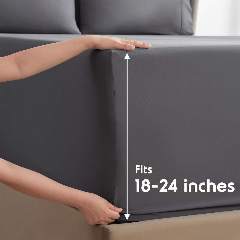 Nestl Extra Deep Pocket 6 Piece Sheet Sets, King Size Sheets & Pillowcases - Dark Gray