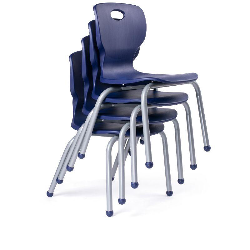 School Student Stack Chair - Luxurious and Comfortable with Riveted Frame 14'' Blue - for Classrooms in Home Learning or Office - Pack of 4 Chairs