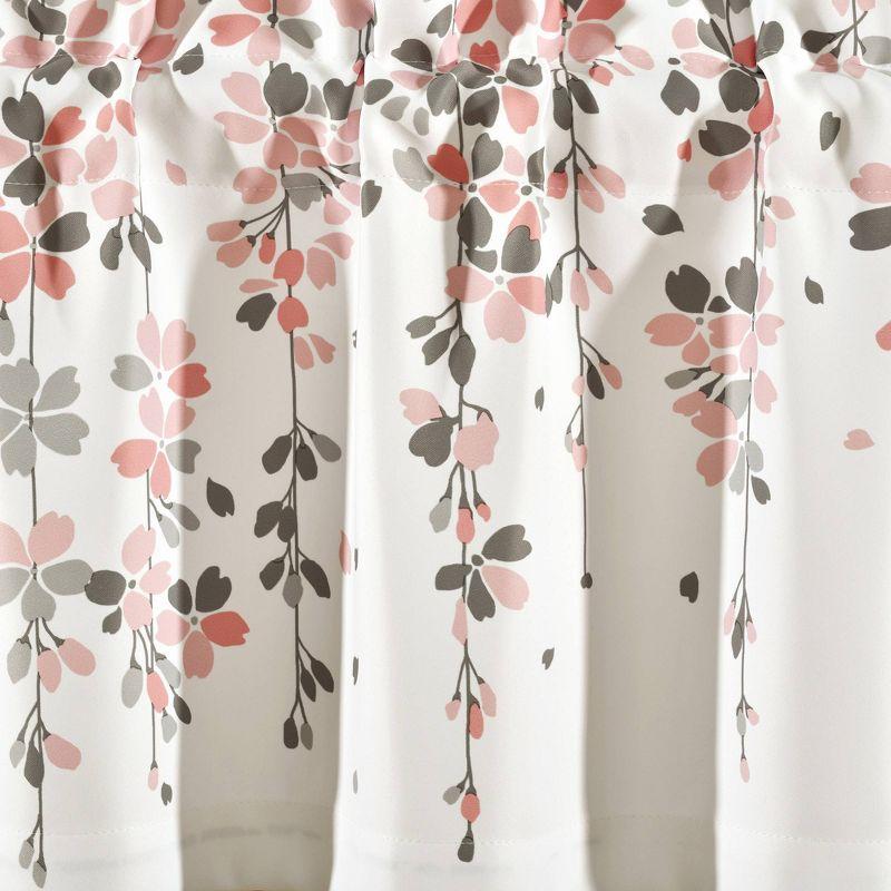 Blush and Gray Floral Rod Pocket Valance