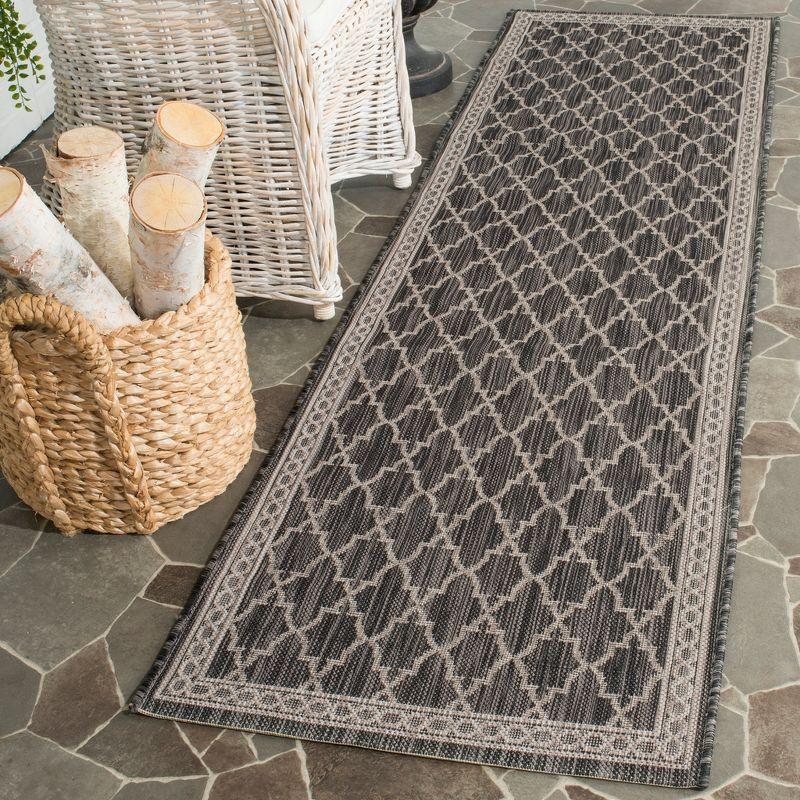 Courtyard CY8871 Power Loomed Indoor/Outdoor Runner Rug - Black/Beige - 2'3"x12' - Safavieh.
