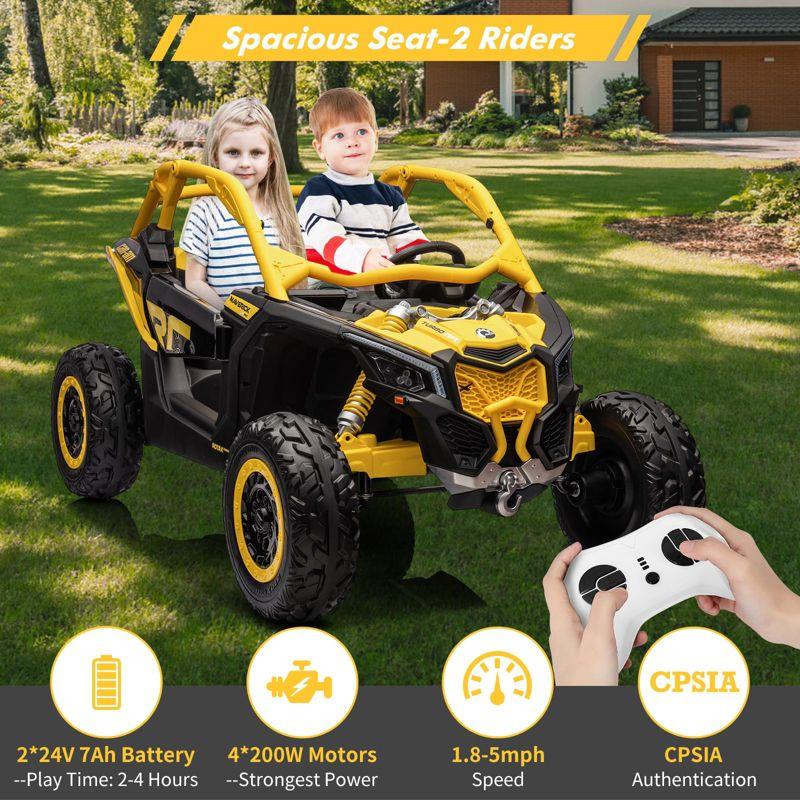 2 Seats Ride on UTV with Remote Control for Kids, 2 * 24V Batteries 4 * 200W Motors Licensed by CAN-AM UTV