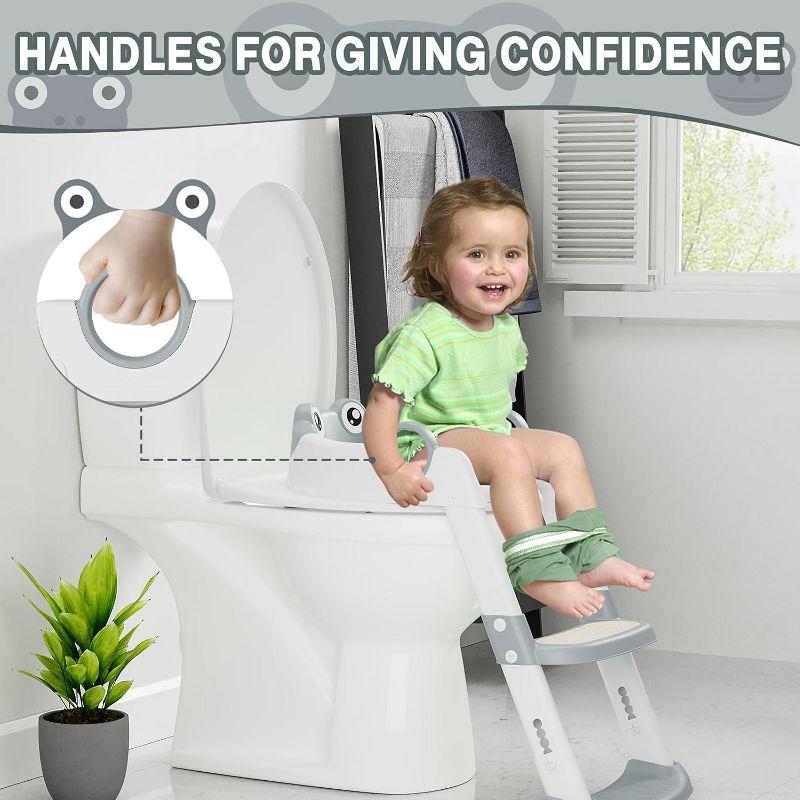Wrought Studio™ Potty Training Seat, with Step Stool Ladder for Toddlers, Anti-Slip Safe Pads Adjustable Height Legs
