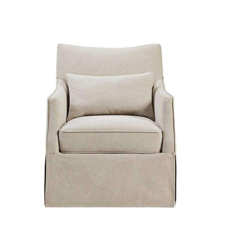 Martha Stewart London Farmhouse Skirted Swivel Chair with Lumbar Pillow