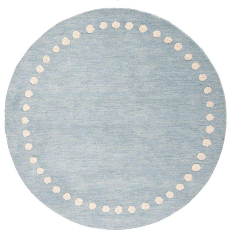 Safavieh Kids SFK802 Hand Loomed Indoor Area Rug - Blue/Ivory - 5' Round - Safavieh