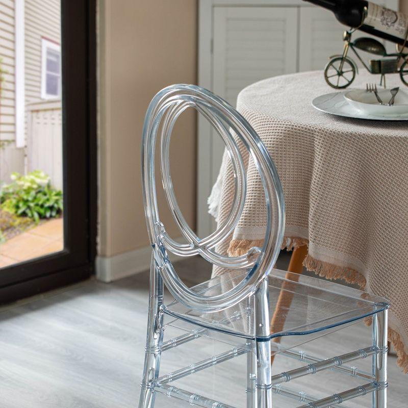Fabulaxe Modern Acrylic Phoenix Dining Chair, Stackable Transparent Party Chair, Crystal Clear Acrylic Chair for Events and Weddings, Single
