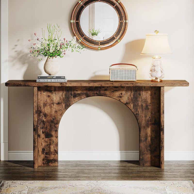 Tribesigns 63-Inch Farmhouse Console Table with Curved Arch Brace