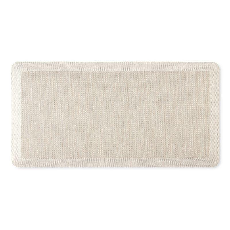 Beige Heathered Anti-Fatigue Kitchen Mat with Border