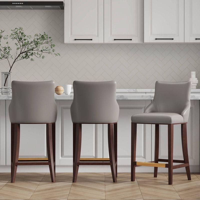 Manhattan Comfort Set of 3 Shubert Modern Leatherette Upholstered Barstools