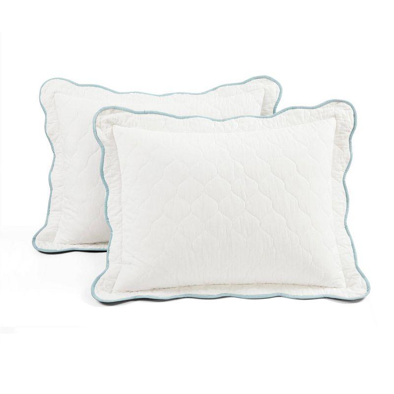 3pc Full/Queen Coastal Chic Scallop Edge Reversible Quilt Set Blue - Lush Décor: OEKO-TEX Certified, Cotton Fill