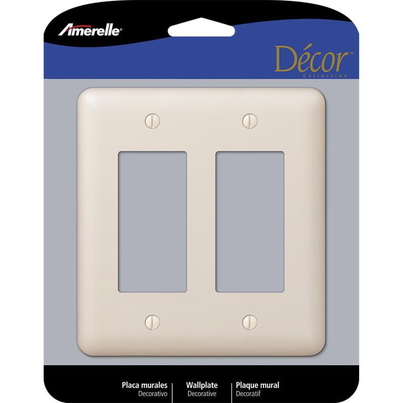 Amerelle Light Almond 2-Gang Stamped Steel Decorator Wall Plate