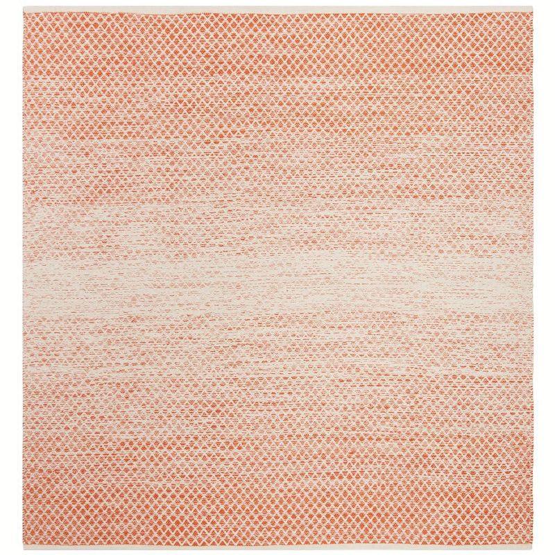 Coastal Charm Orange/Ivory Square Cotton Flatweave Rug