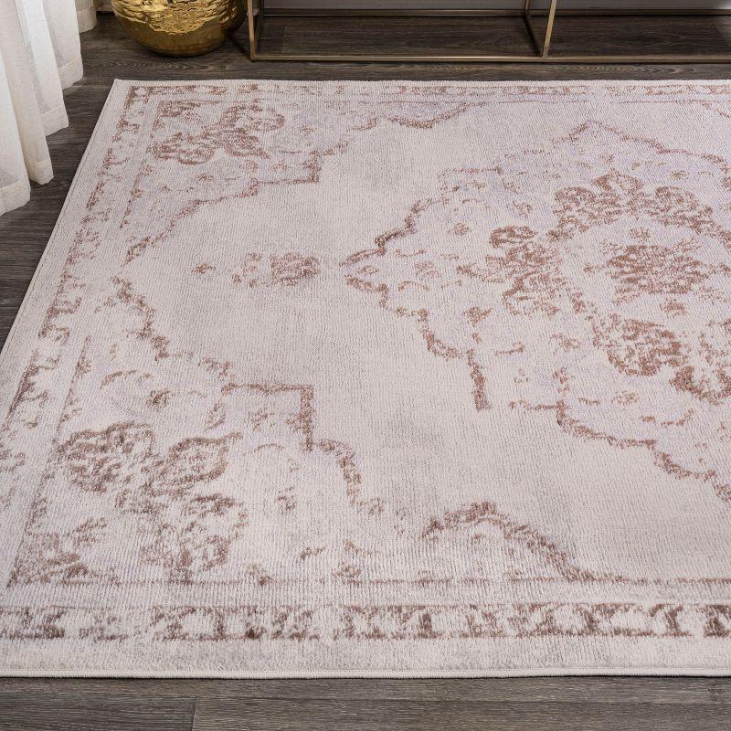 8'x10' Alhambra Ornate Medallion Modern Area Rug, Cream/Red - JONATHAN Y