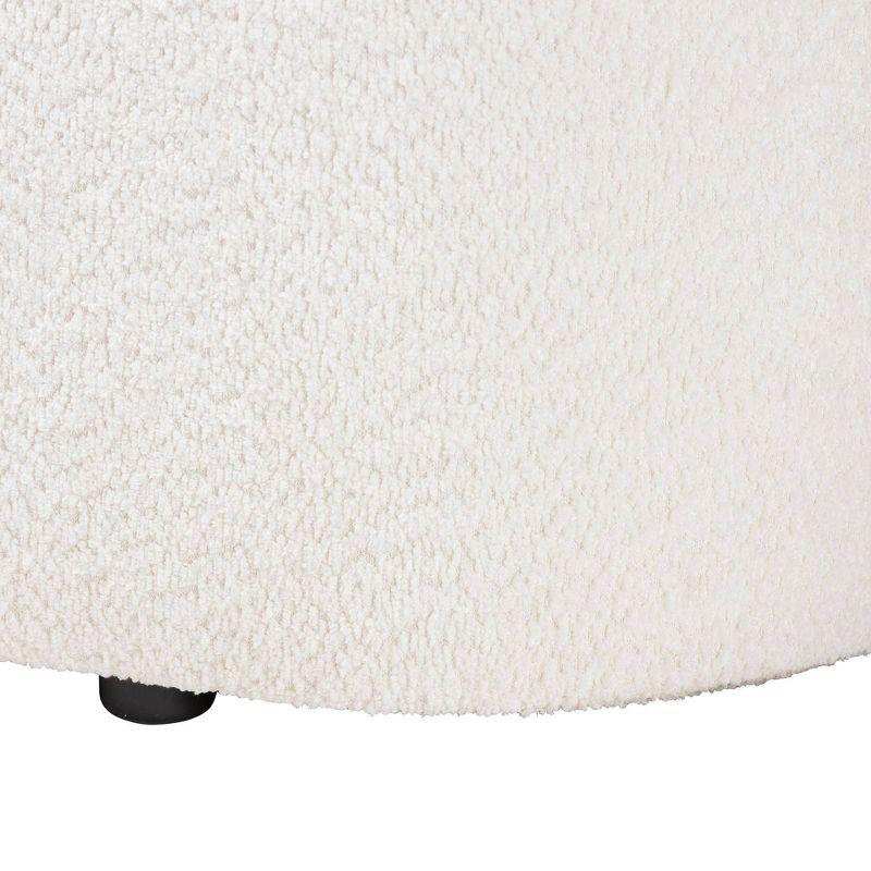 Baxton Studio Lavina Teddy Bear Fabric Storage Bench White: Oval Upholstered Ottoman, No Assembly Required