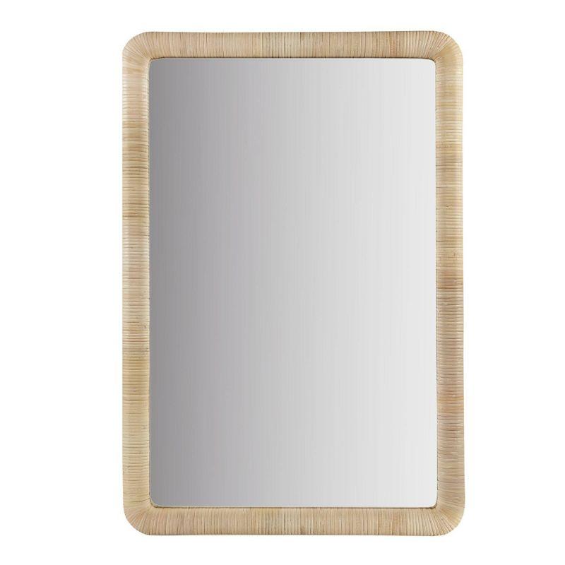 Nova Natural Rattan Rectangle Wall Mirror with Rounded Corners