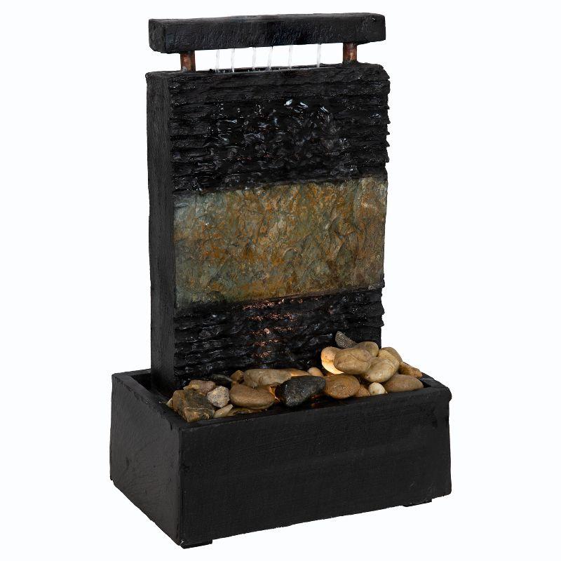 Rainfall Ridged Slate Tabletop Fountain with LED Light