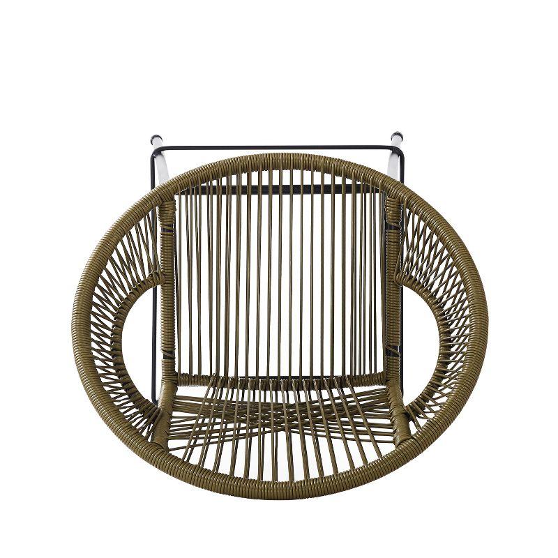 Christopher Knight Home Gwyneth Outdoor Modern Iron and Rattan Bar Stools (Set of 2), Green