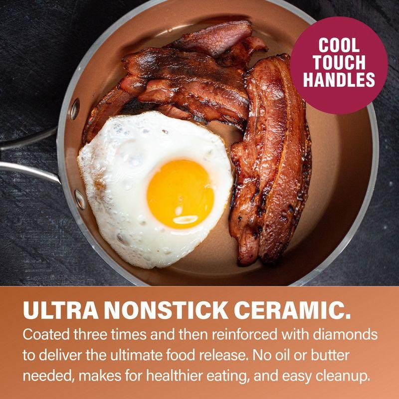 Gotham Steel Gotham Steel Hammered Copper 12'' Nonstick Frying Pan with Lid, Stay Cool Handle, Oven & Dishwasher Safe