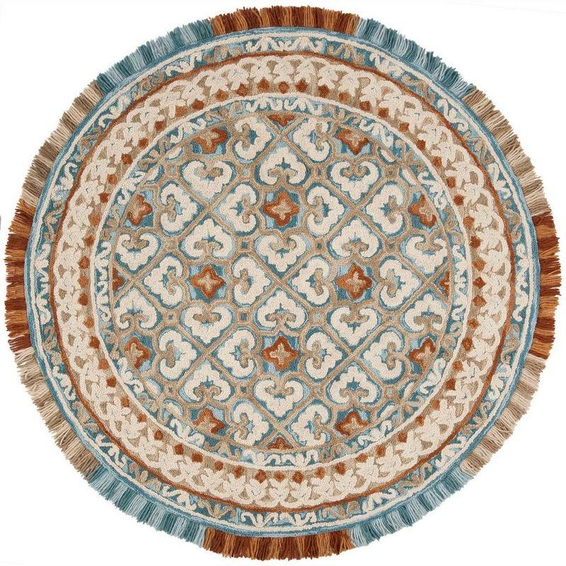 Blossom BLM420 Hand Tufted Area Rug - Ivory/Blue - 6' Round - Safavieh.