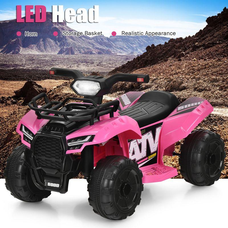 Costway 6V Kids ATV Quad Electric Ride On Car Toy Toddler with LED Light MP3