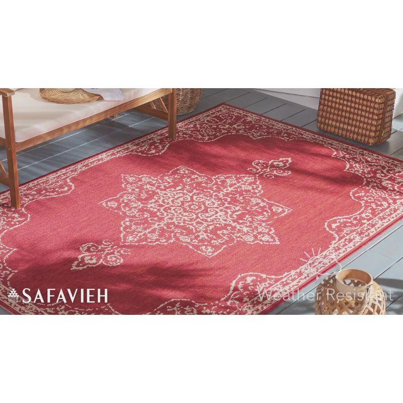 Cream and Aqua Synthetic Non-slip Runner Rug