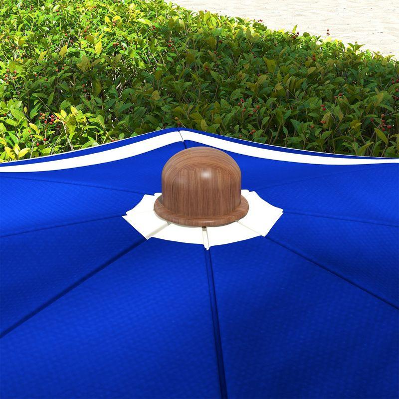 Outsunny 6.2' Beach Umbrella, Ruffled Outdoor Umbrella with Vented Canopy, Carry Bag, Blue Stripe