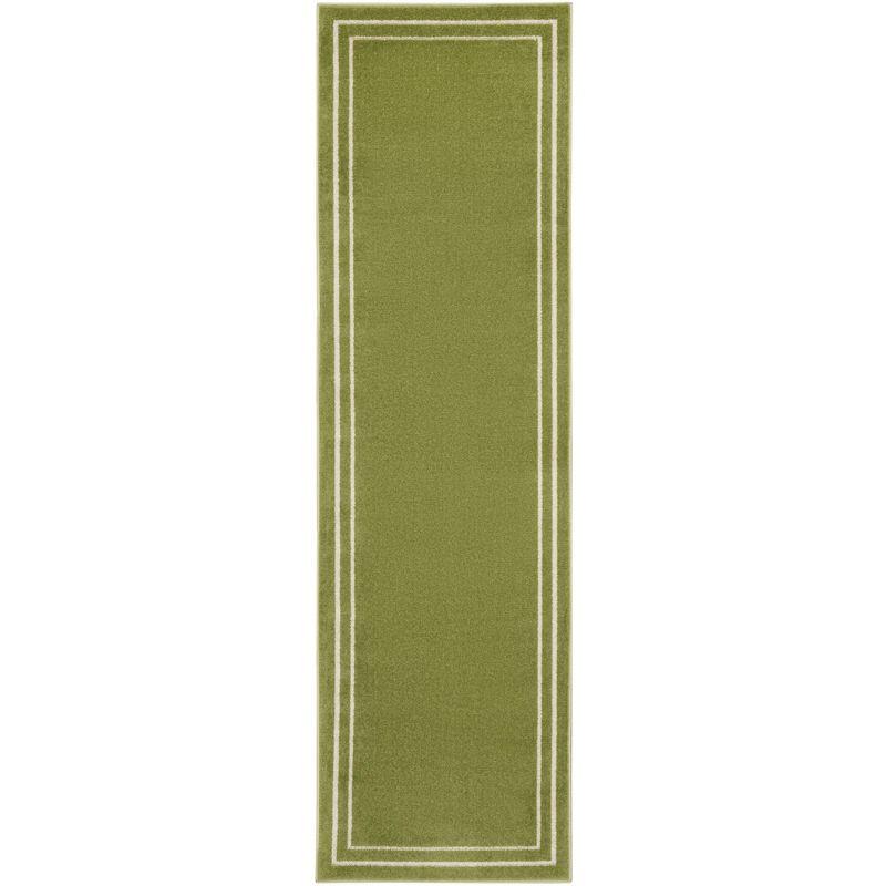 Green Ivory 2'2" x 7'6" Synthetic Runner Rug