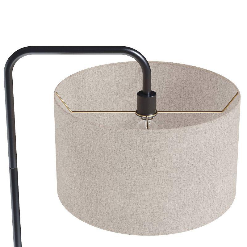 LumiSource Puck 63" Contemporary Metal Floor Lamp in Oil Rubbed Bronze with Beige Linen Shade from Grandview Gallery: Arc Design, UL Listed