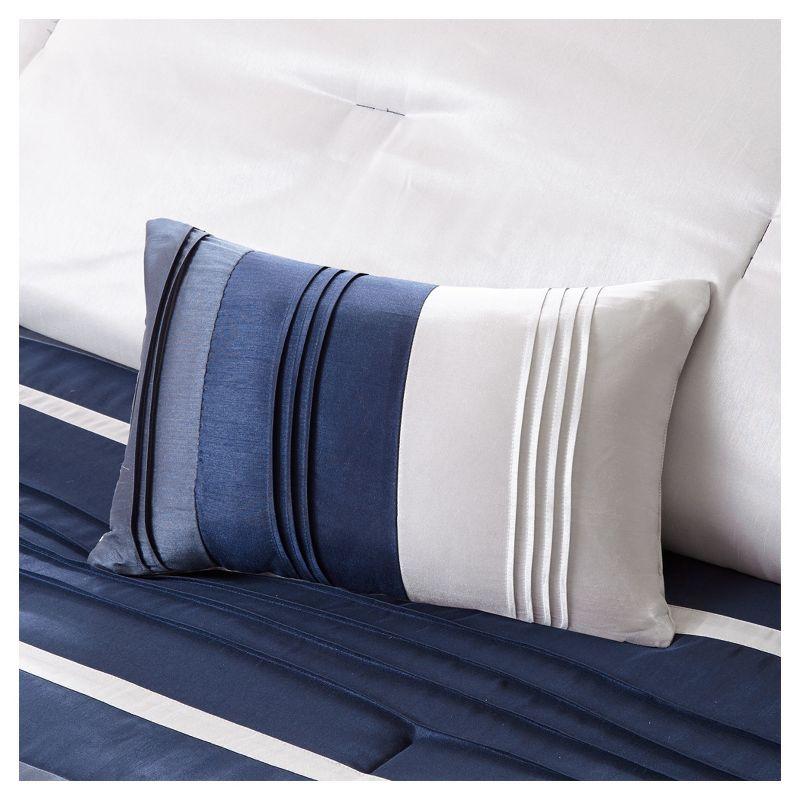 Navy Microfiber 7-Piece Queen Comforter Set with Decorative Pillows