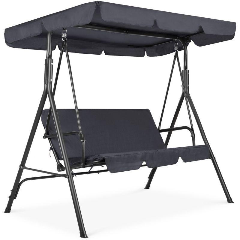 Convertible 2-Person Canopy Swing Glider - Gray Polyester