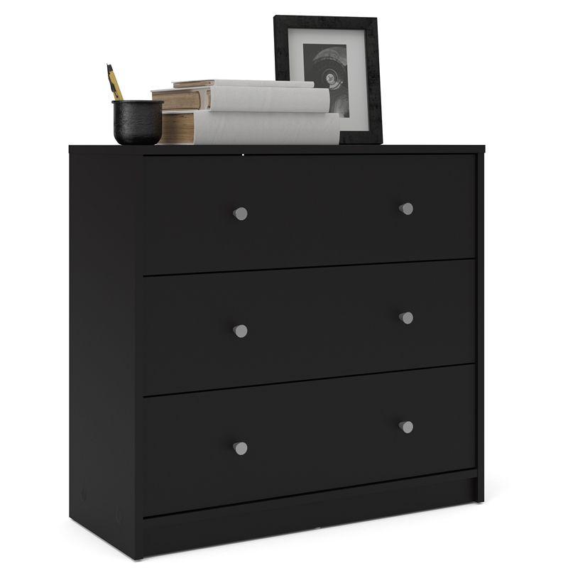 Wood Portland 3 Drawer Chest in Black-Tvilum