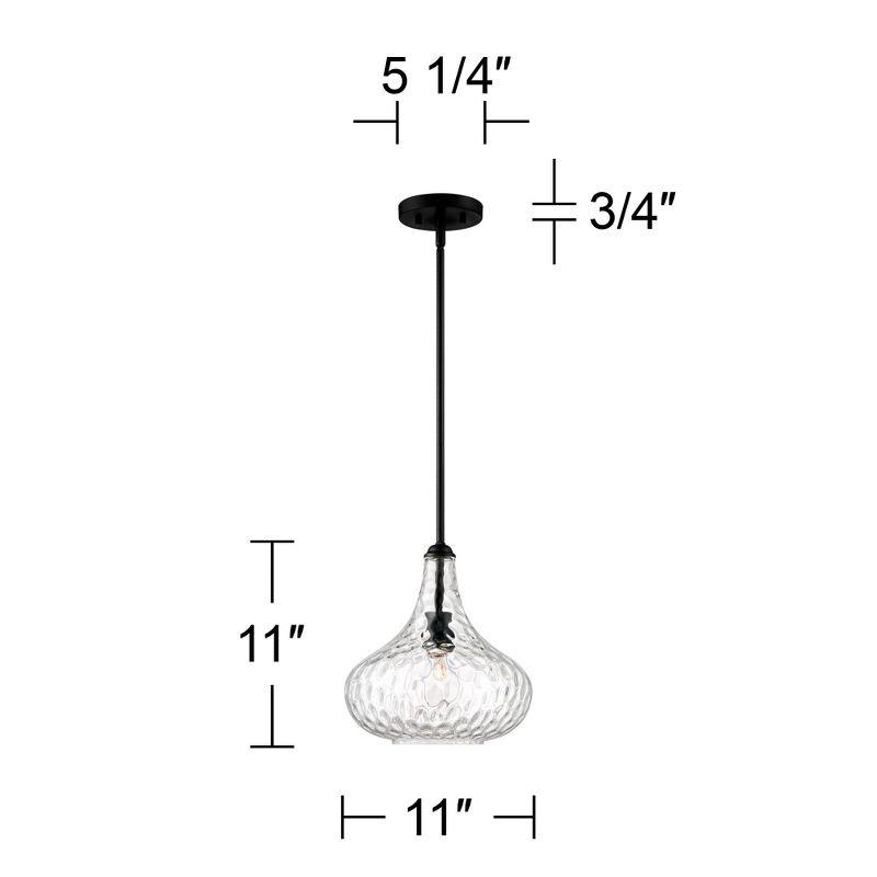 360 Lighting Black Mini Pendant Lighting 11" Wide Modern Clear Glass Shade Fixture for Dining Room House Entryway Bedroom Kitchen