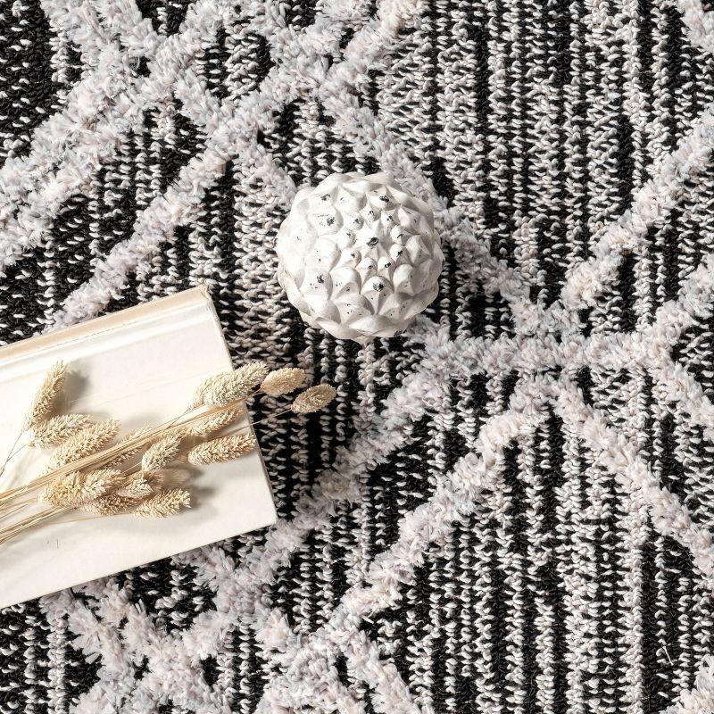 Nuloom 8x11 Ansley Moroccan Tassel Indoor Area Rug, Grey, High-Low Textured Bohemian Design, Plush High Pile, Stain Resistant, Bedroom, Living Room