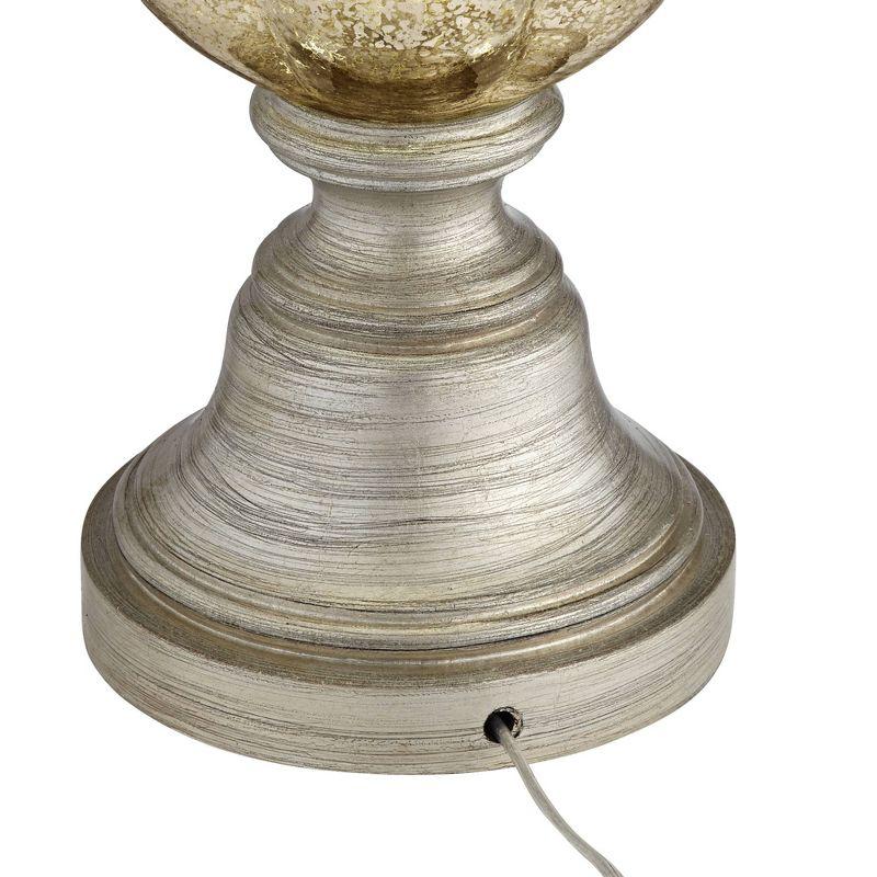 Barnes and Ivy Freida Table Lamp 33 1/2" Tall Mercury Glass Urn Off White Fabric Bell Shade for Bedroom Living Room Bedside Nightstand Office Kids