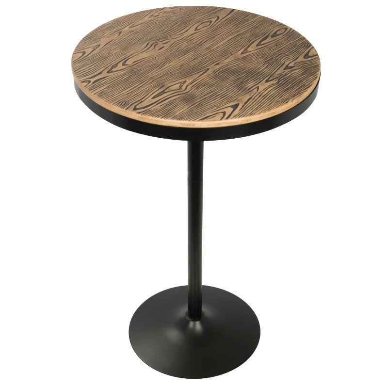 Dakota Industrial Adjustable Bar Height Table Black/Natural - LumiSource: Metal Base, Round Bamboo Top