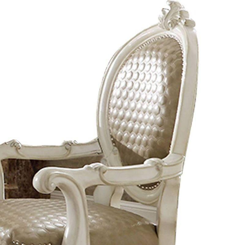 Versailles 26" Dining Chairs and Bone White Finish - Acme Furniture: Nailhead, Tufted, Leather Upholstery, No Assembly Required