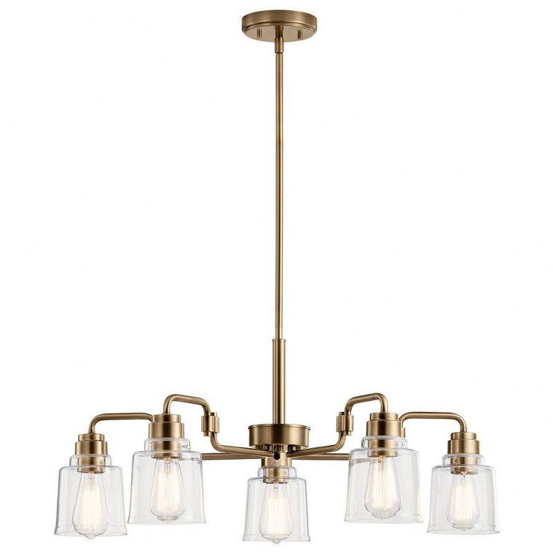 Weathered Brass 30" 5-Light Chandelier with Clear Glass