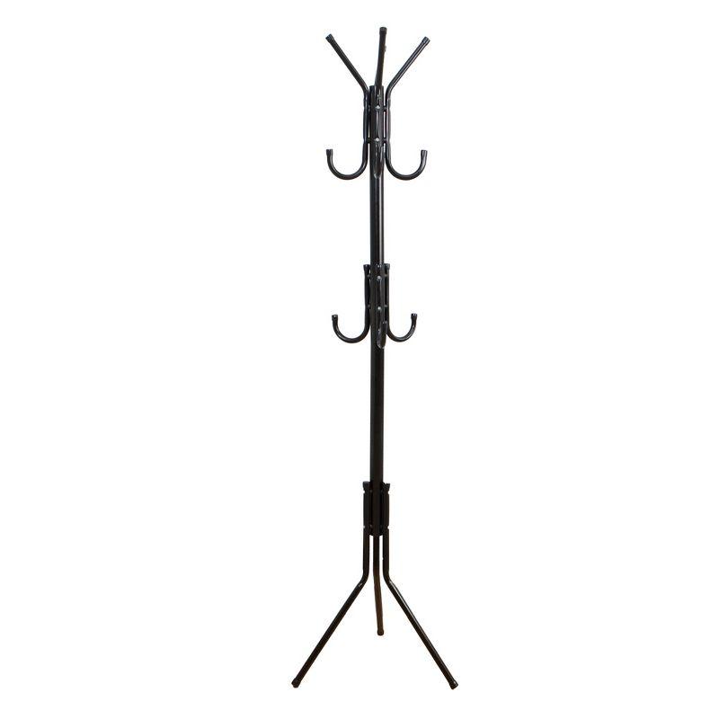 Black Metal 11-Hook Freestanding Coat Rack