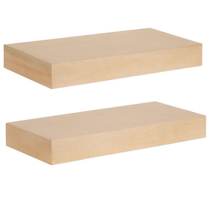 Kate and Laurel Havlock Rectangle MDF Floating Shelf, 2 Piece 18 Inch, Natural