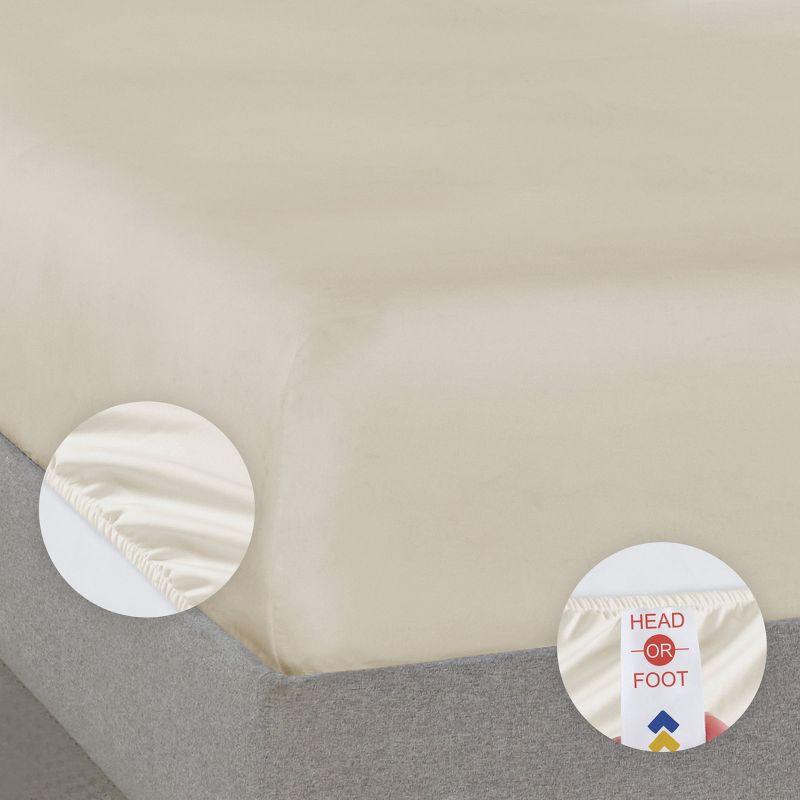 Luxury 1000 Thread Count Bed Sheets Set - 100% Cotton Sateen - Soft, Thick & Deep Pocket by California Design Den - Ivory, King