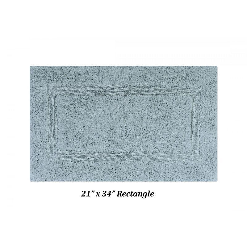 Better Trends Lux 100% Cotton Tufted Solid Reversible Bath Rug Set 2 PC (17" x 24" | 21" x 34") - Blue